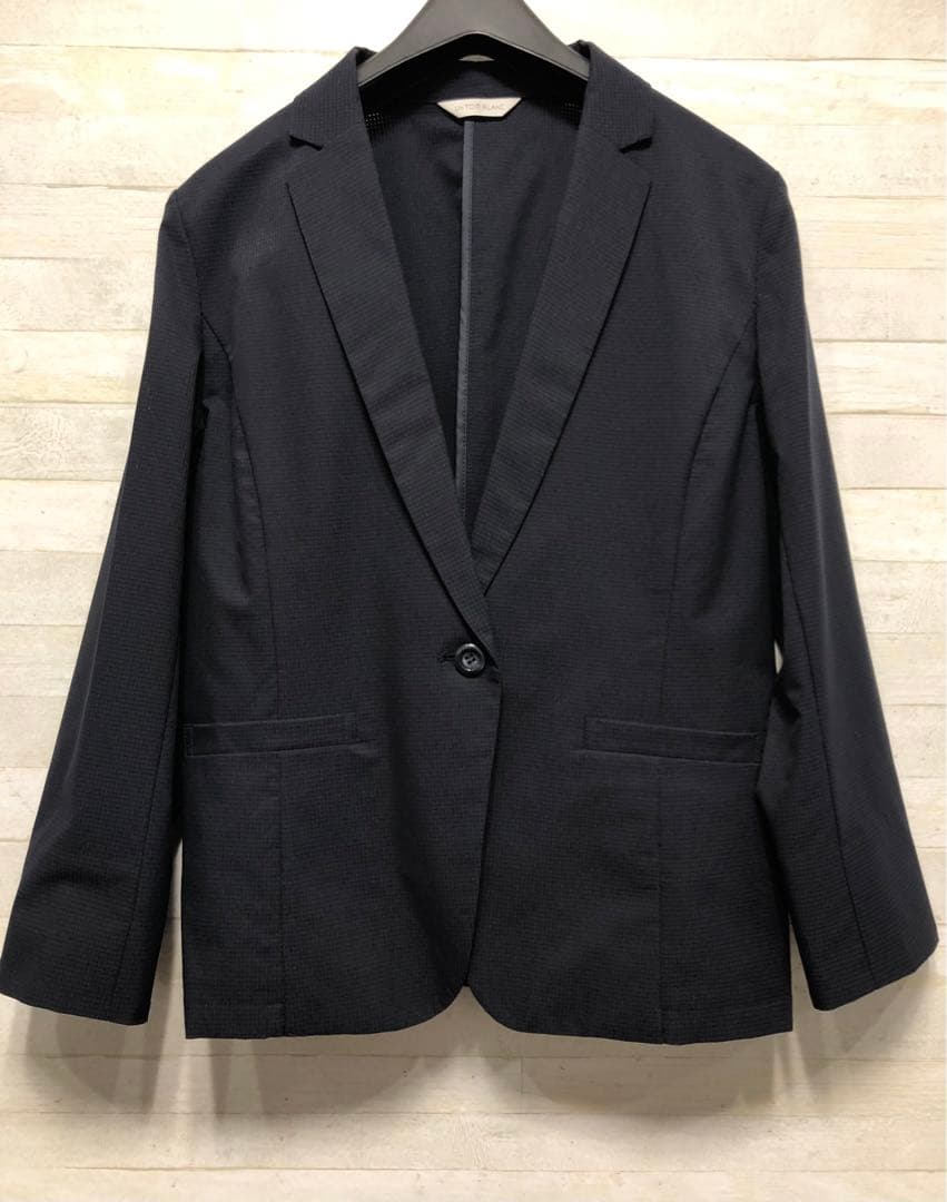 新品☆13号L紺系♪うす手9分丈テーパードパンツスーツ♪少しわけあり〇G191