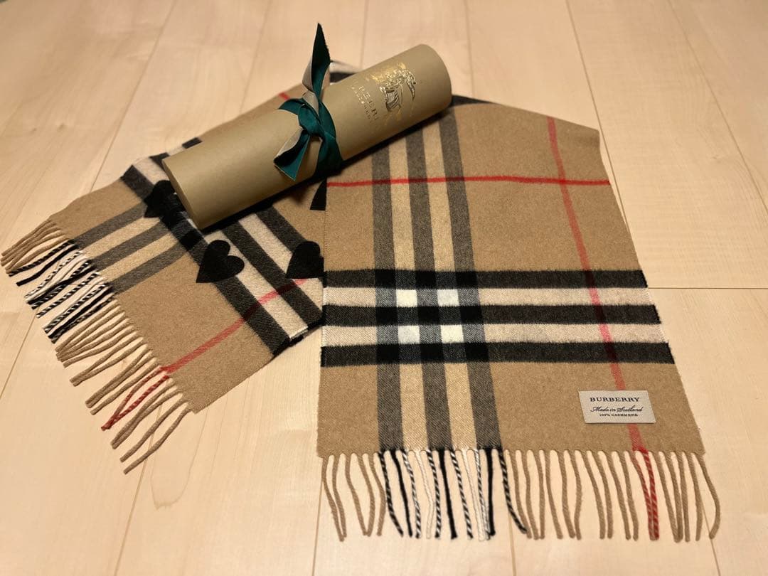 BURBERRY バーバリー マフラー カシミア100％　ハートブラック　美品