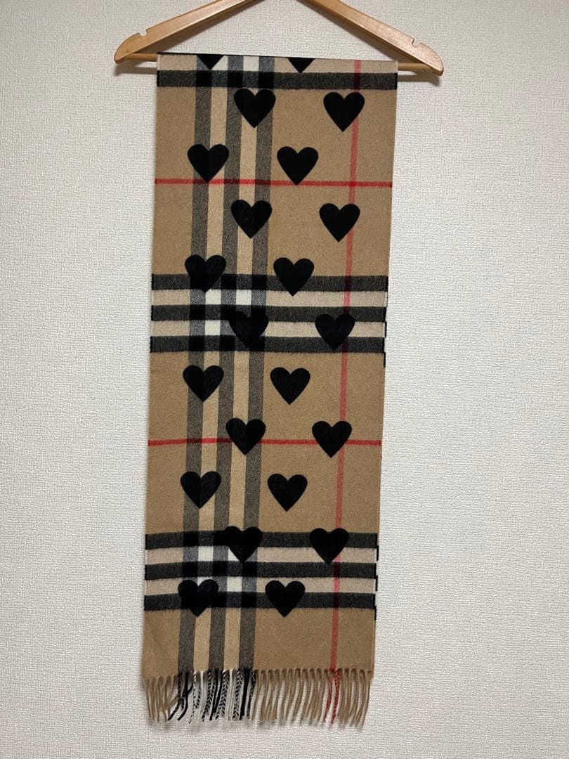 BURBERRY バーバリー マフラー カシミア100％　ハートブラック　美品