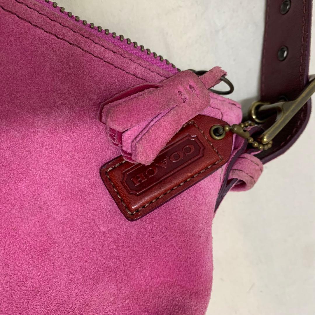 COACH コーチ　ハンドバッグ　スエード　ピンク　E04S-7470