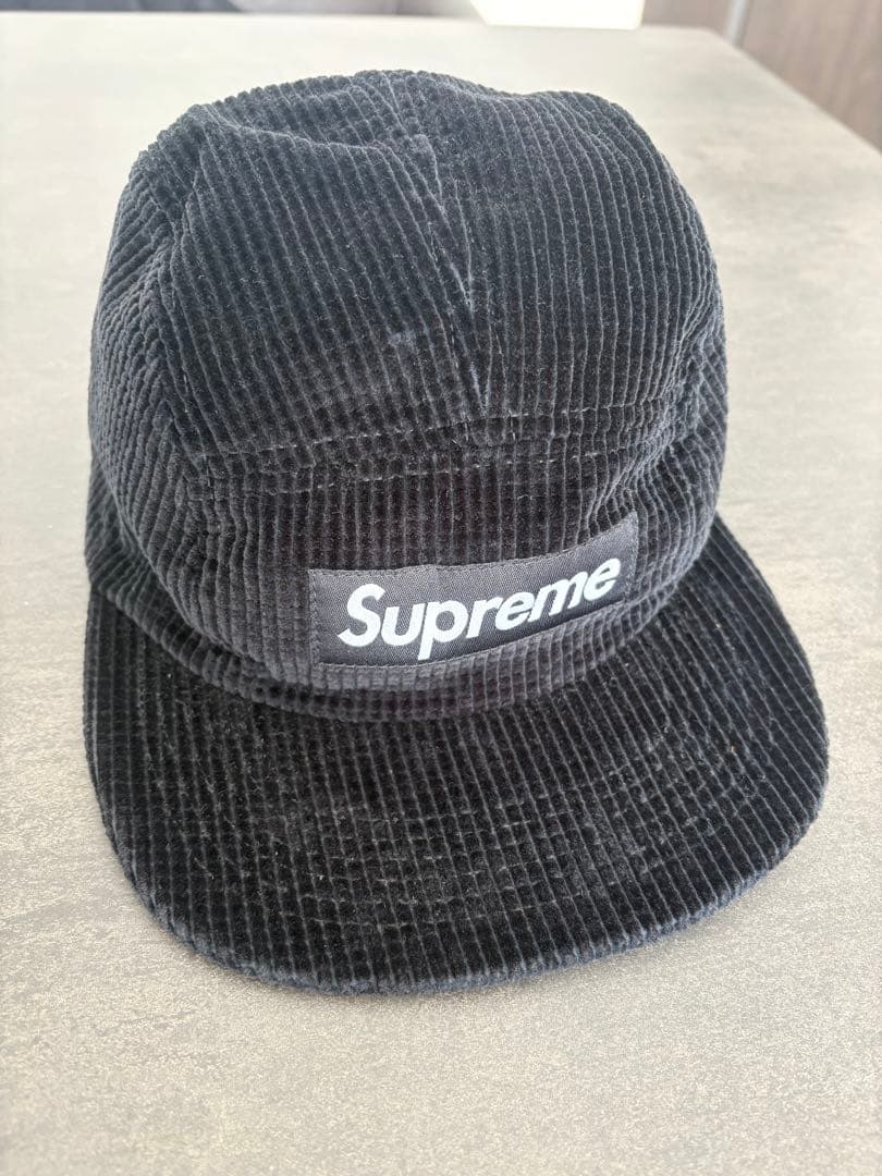 Supreme camp capコーデュロイ ジェットキャップ ブラック タグ付
