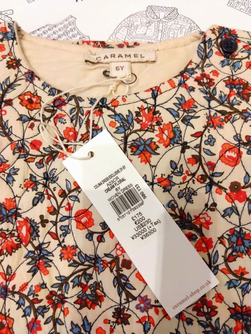 【CARAMEL】COLIMA GIRL DRESS CREAM FLORAL