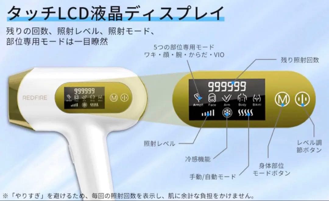 脱毛器 99万発光美容器 VIO対応 家庭用脱毛器 男女兼用 新品