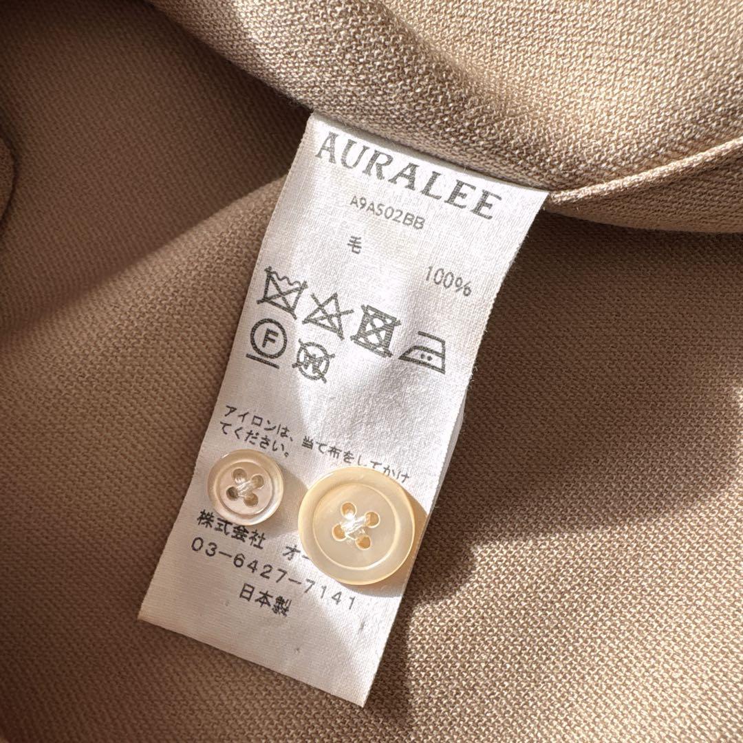 AURALEE バンドカラー オーバーサイズ ウールシャツ ベージュ サイズ0