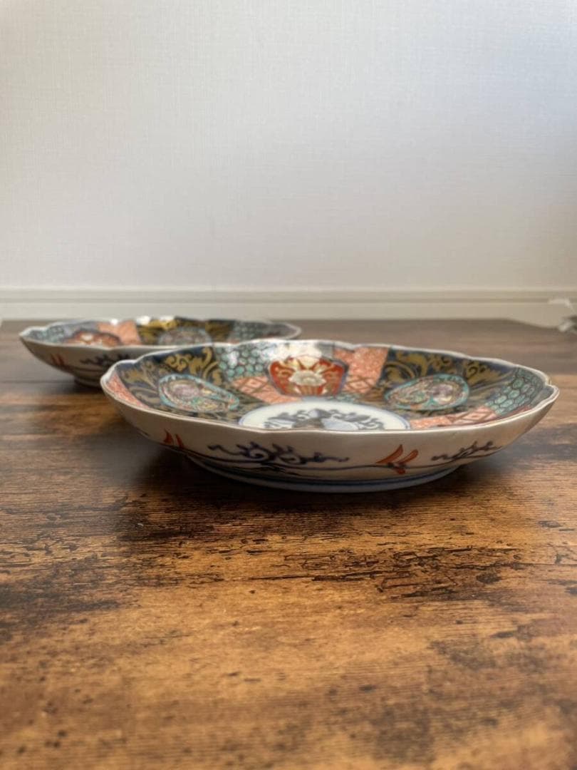 しまじろうページ　金彩赤絵龍図 七寸皿 5客 アンティーク中皿 120