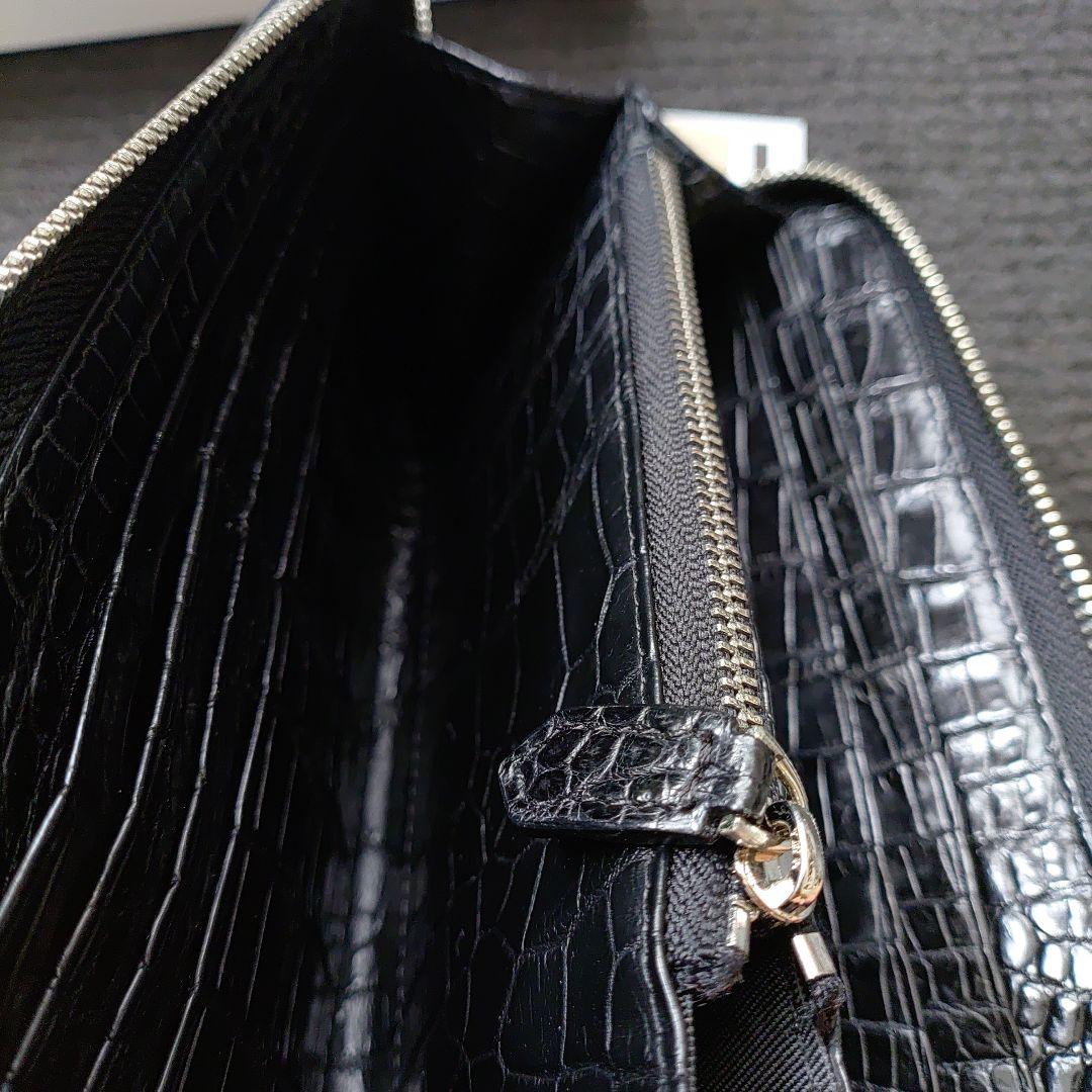 クロコダイル革　豪華使用　長財布　無双　ラウンドファスナー