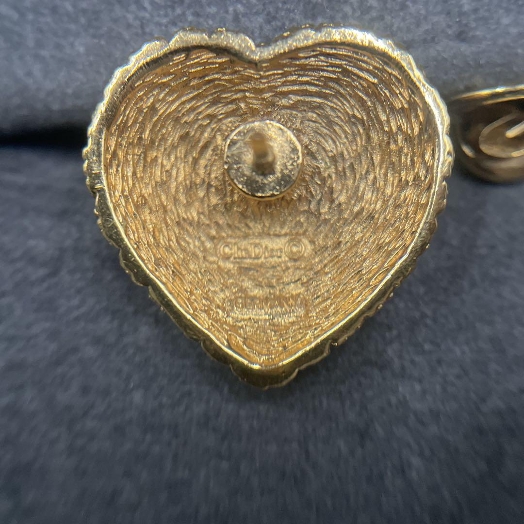 美品　オールド　ディオール　ピンブローチ　ハート　旧エンブレムロゴ　ゴールド
