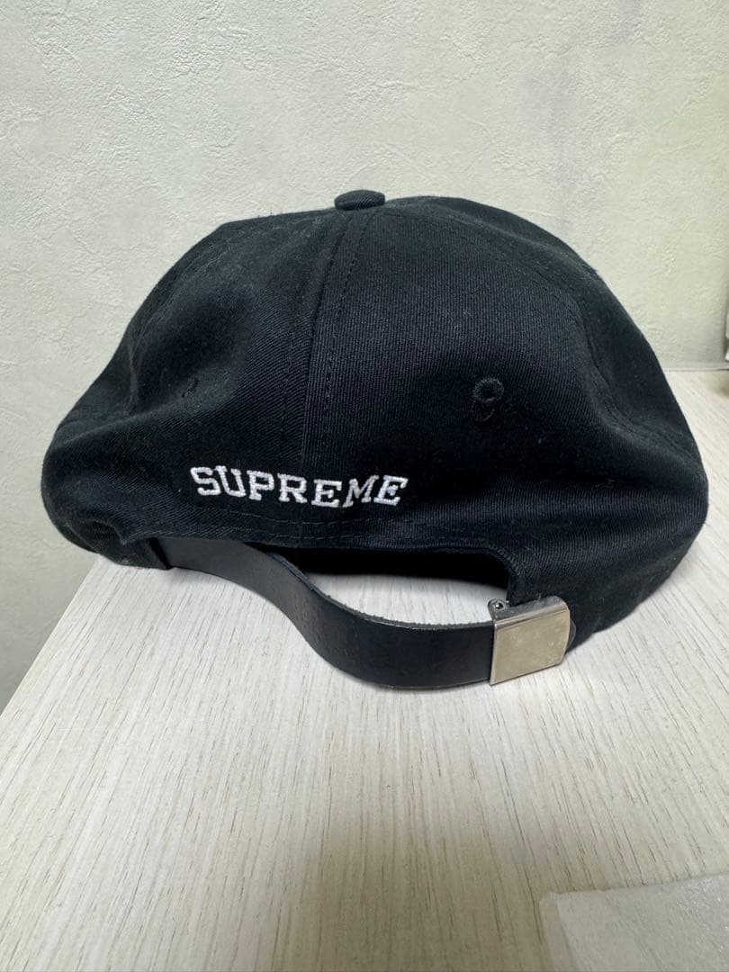 SUPREME ブラック キャップ S刺繍