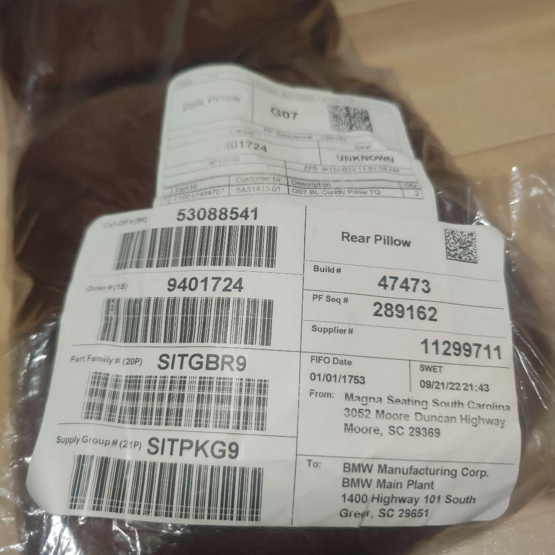  X5 純正 リアシートヘッドレストクッション 2SR Pillow