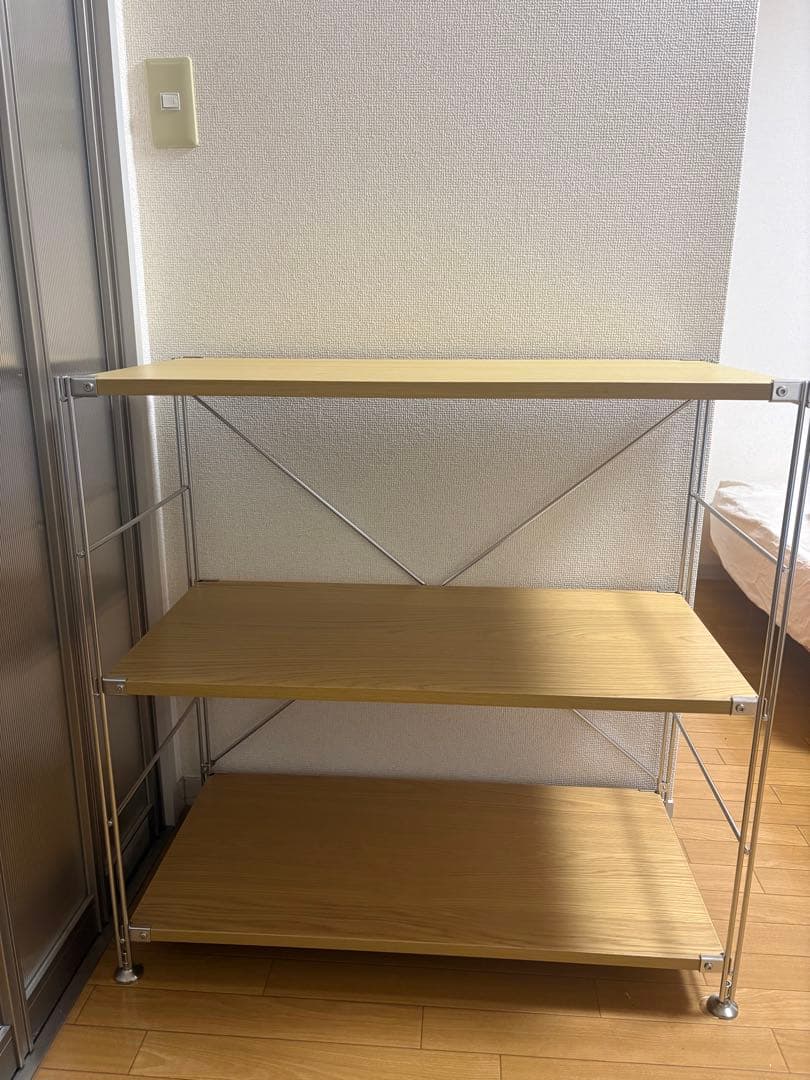 無印良品　ステンレスユニットシェルフ　オーク材棚セット　ワイド　小