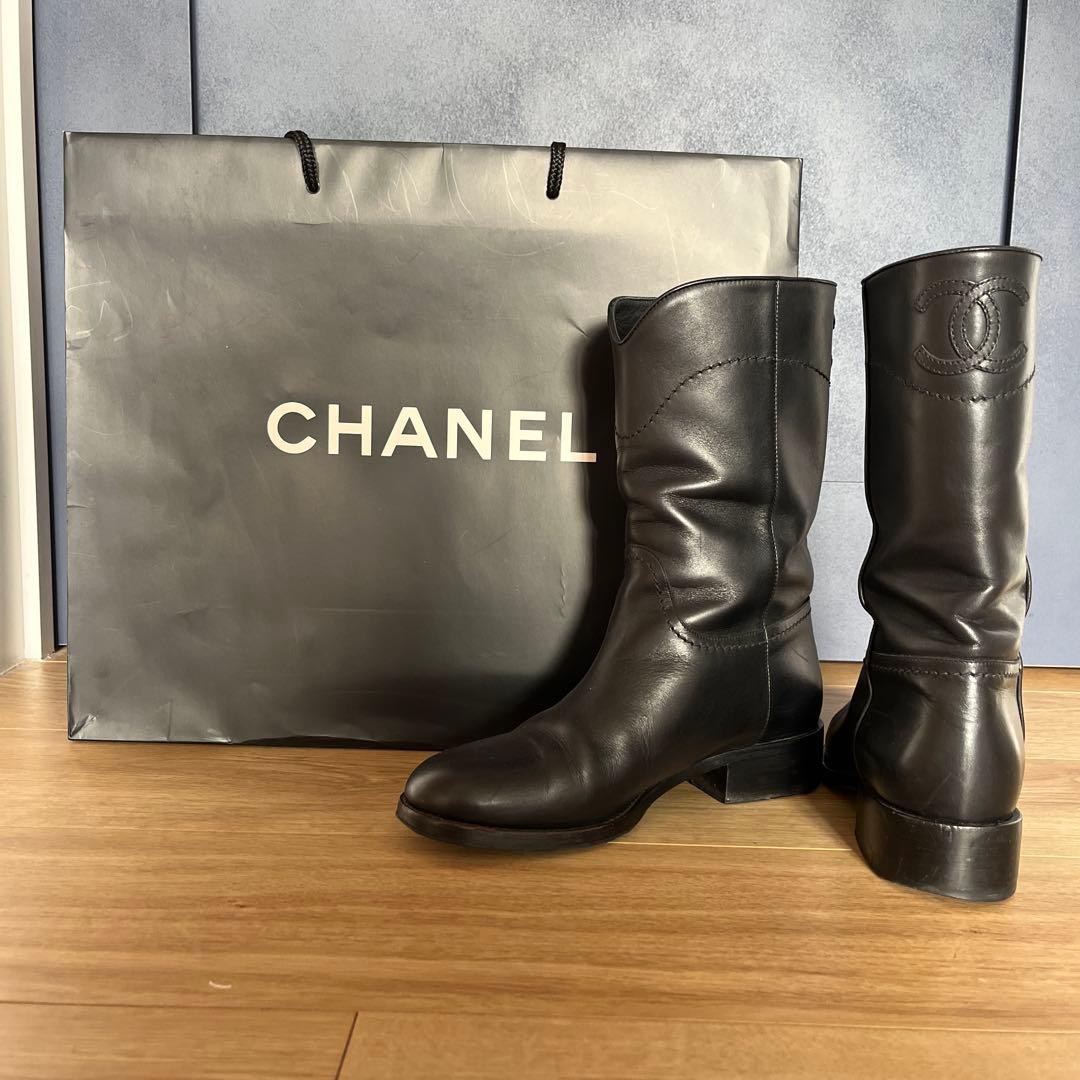 CHANEL ブラック ハイブーツ