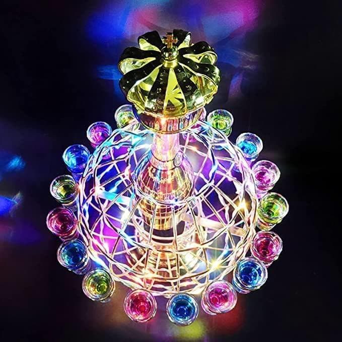 光るカクテルラック テキーラ観覧車 12カップ テキーラ地球儀LED酒ボトルの棚