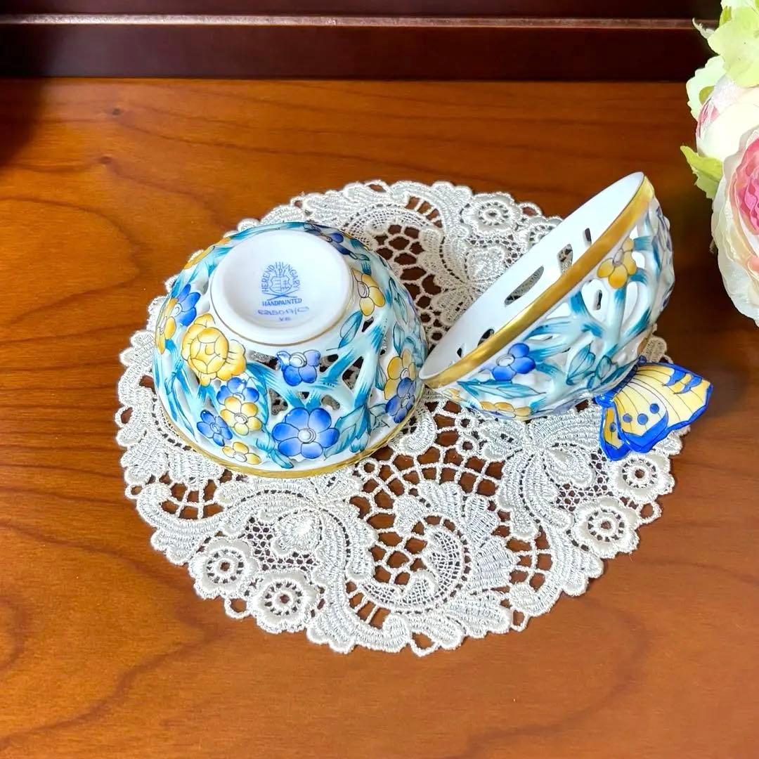 ヘレンド ファンタジー 透かしボンボン 蝶 小物入れ ボンボニエール 新品