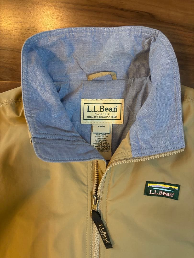 ほぼ新品 エルエルビーン ウォームアップジャケット 裏地シャンブレー ベージュM