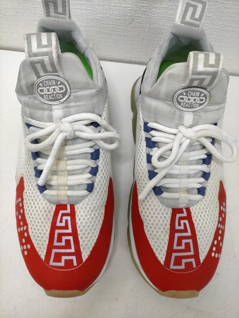 ヴェルサーチ　チェーンリアクション スニーカー 白×灰色 　251121-7Y