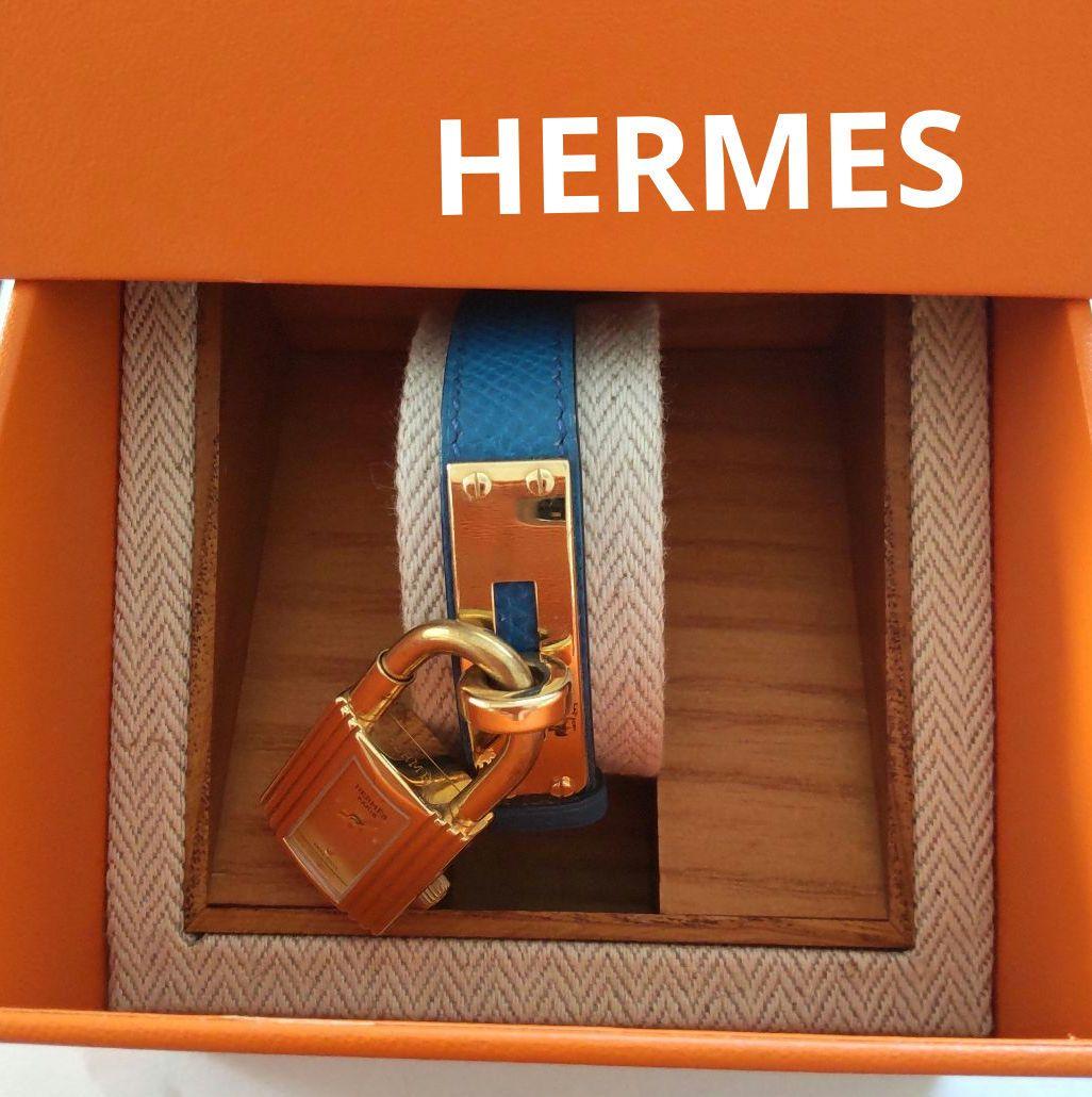 ♛ エルメス HERMÈS ケリーウォッチ 青・ ゴールド ♛