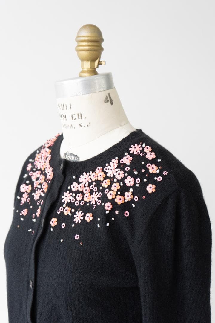 miu miu ミュウミュウ フラワービーズ カシミヤ カーディガン