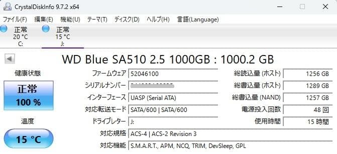 Western Digital WD Blue SA510 1TB 使用少