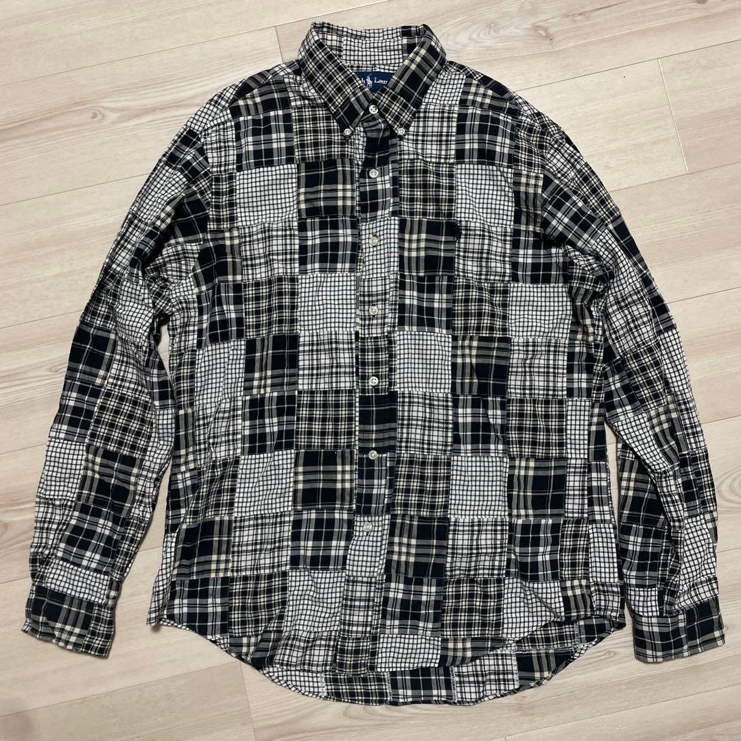 希少 90s Ralph Lauren パッチワーク チェック柄シャツ Lサイズ