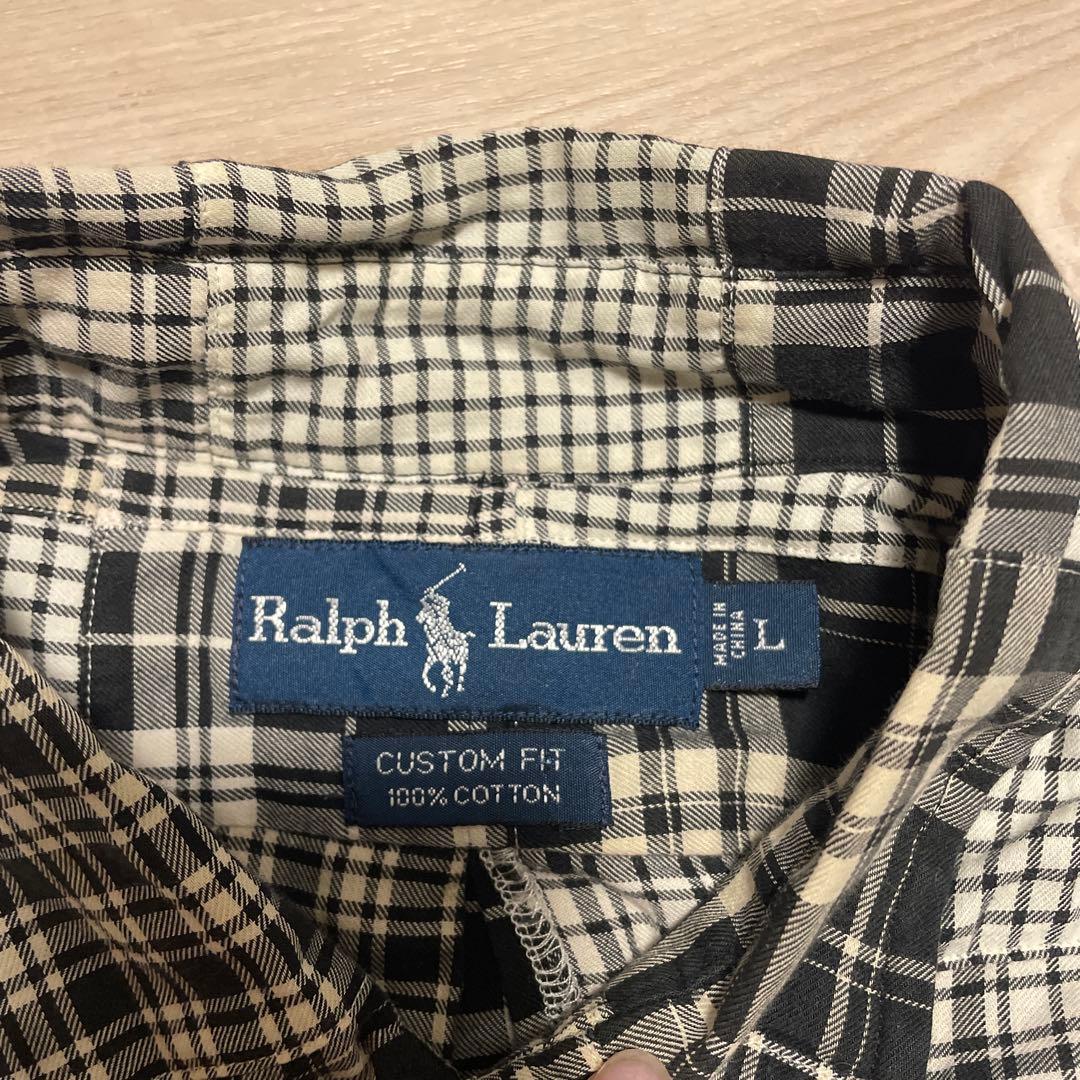希少 90s Ralph Lauren パッチワーク チェック柄シャツ Lサイズ
