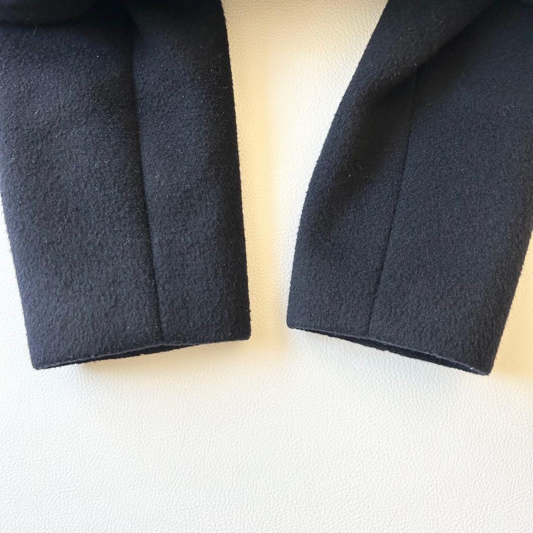 3029y美品 ファミリア 丸襟ウールフレアロングコート 紺 130 お受験