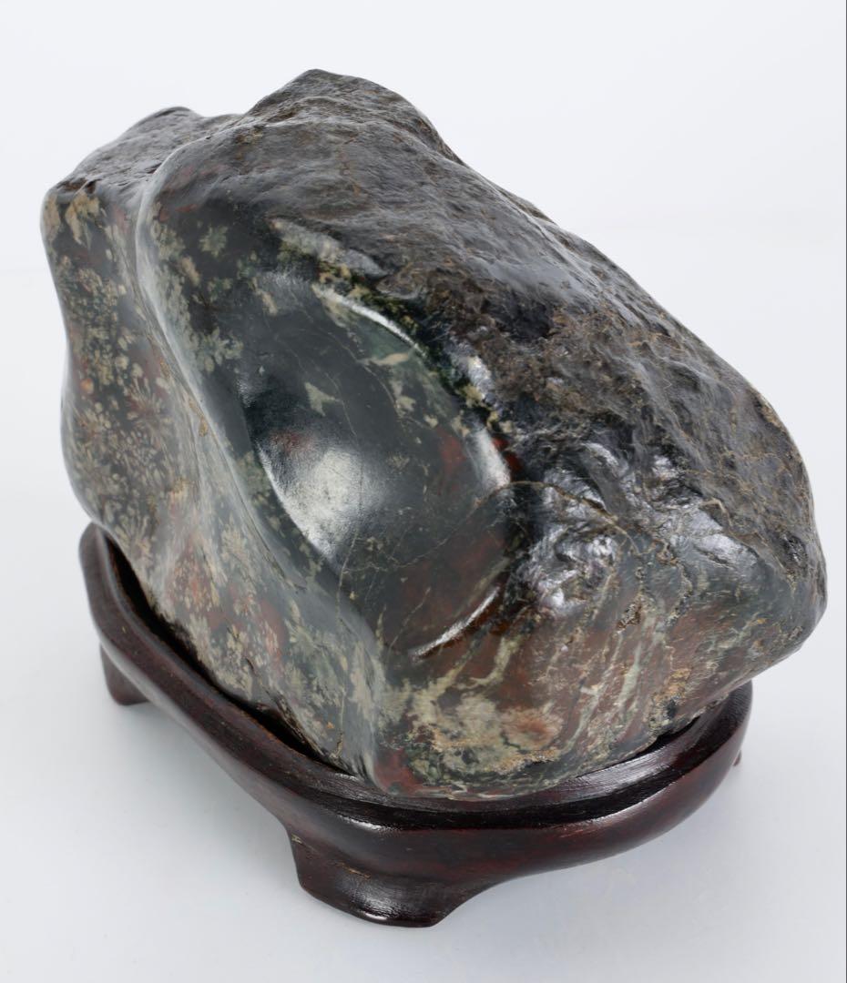 あ*げ様 根尾川産 六華　菊花石 小菊明瞭 台座・共箱付 鑑賞石 盆石 紋石 原