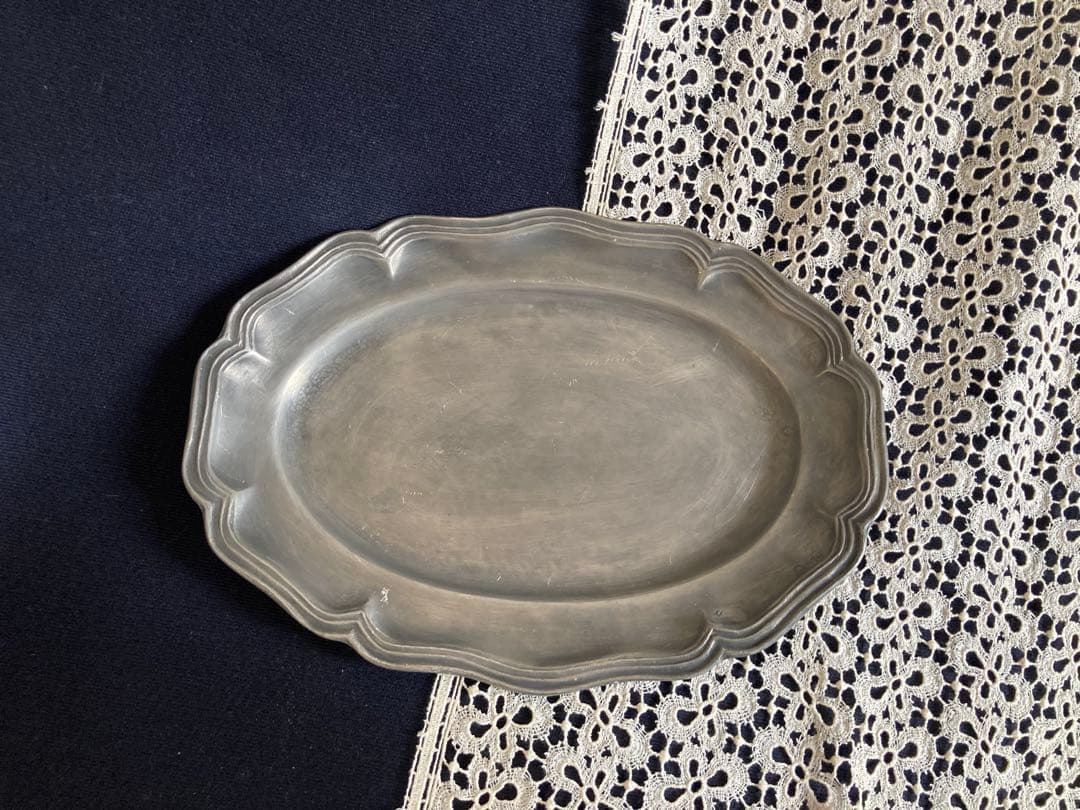 エタン ピューター オバールプレート フランスアンティーク