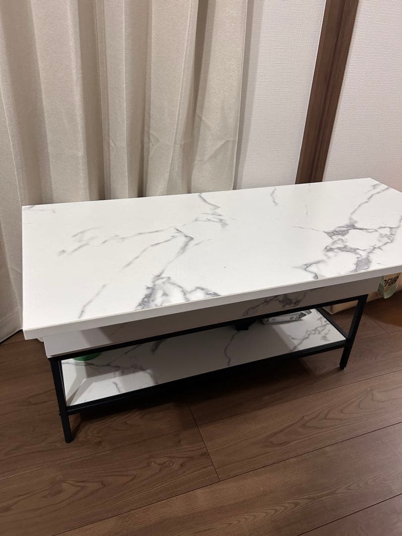 【今週限定】昇降式センターテーブル　コーヒーテーブル 大理石調ローテーブル