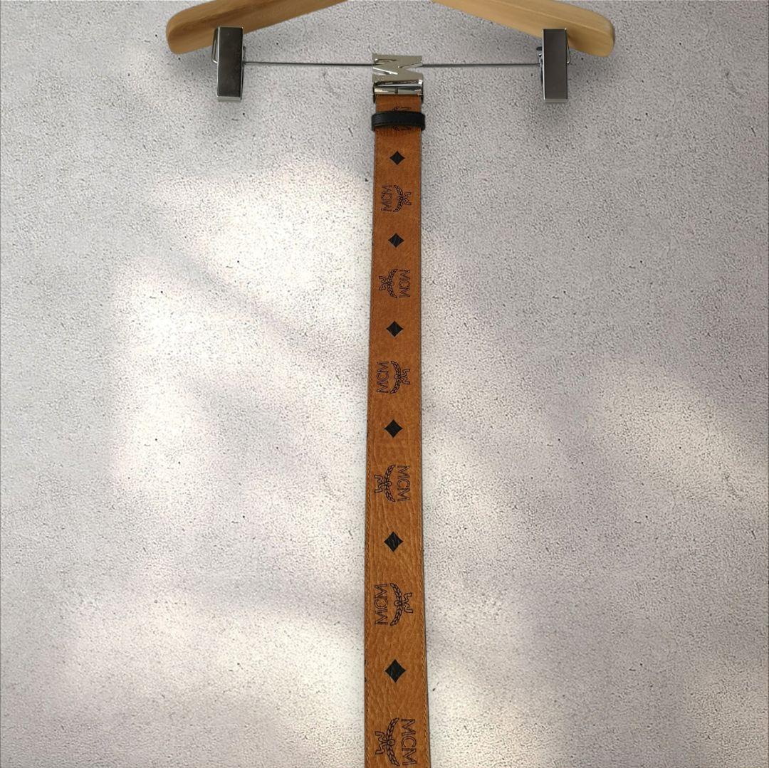 美品 MCM ヴィセトス ベルト ブラウン シルバー金具