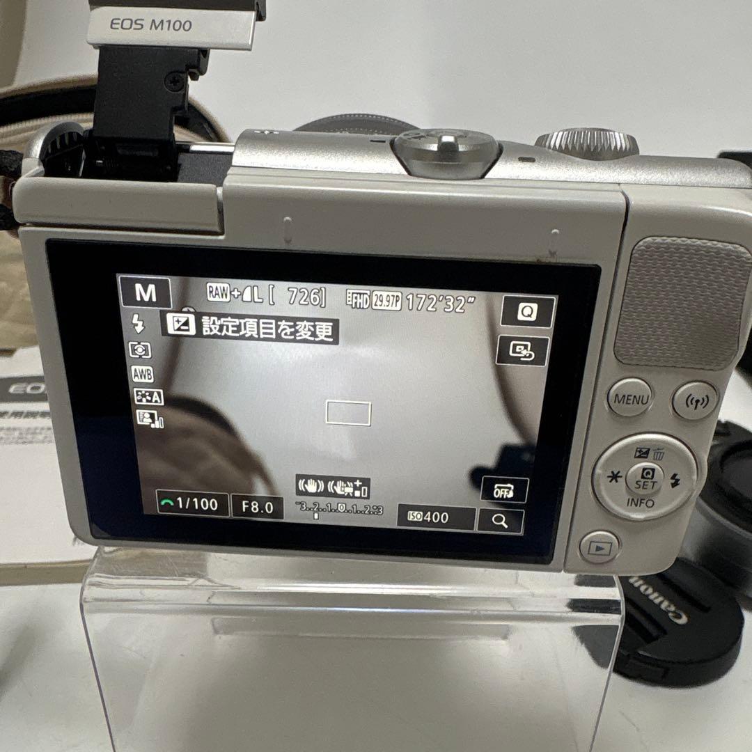 Canon EOS M100 ホワイト レンズ2点 ミニ三脚 備品あり