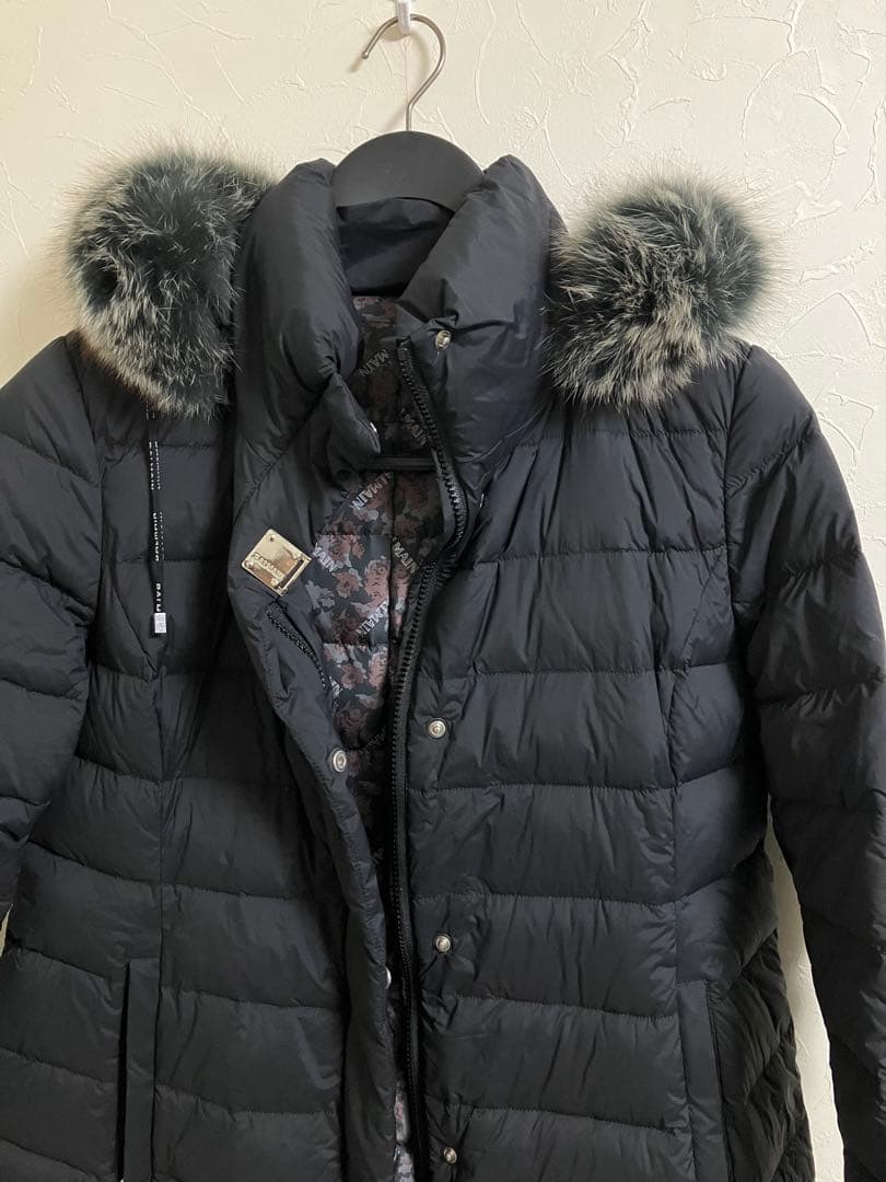 美品 BALMAIN バルマン ダウン コート フォックス ファー 黒 ブラック