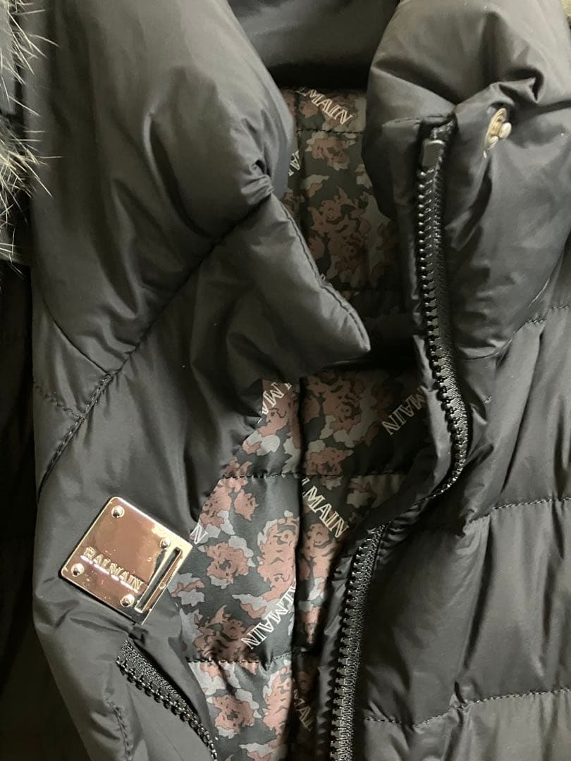 美品 BALMAIN バルマン ダウン コート フォックス ファー 黒 ブラック