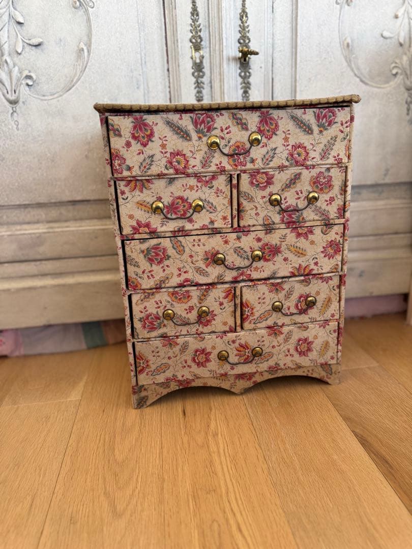 フランスアンティークカルトナージュドゥロワー花柄引き出し抽斗