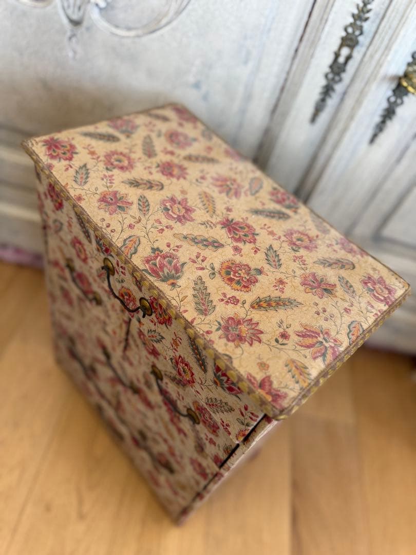 フランスアンティークカルトナージュドゥロワー花柄引き出し抽斗