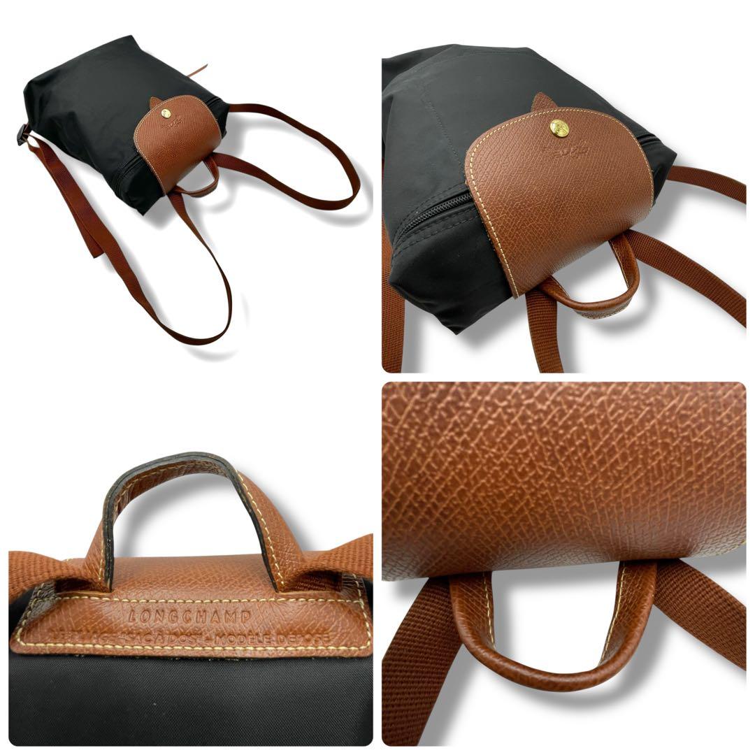 すぎやま様 ロンシャン ル プリアージュ デイパック ブラック ゴールド金具