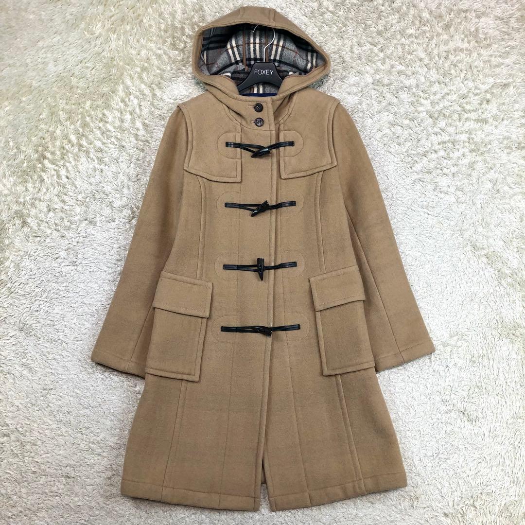 バーバリーブルーレーベル ダッフルコート ノバチェック ベージュ Lサイズ位