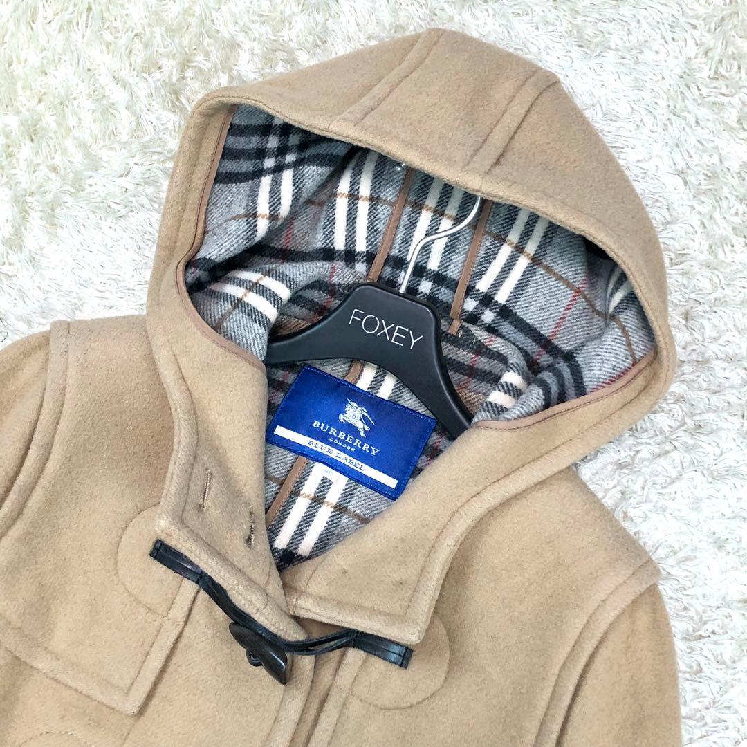 バーバリーブルーレーベル ダッフルコート ノバチェック ベージュ Lサイズ位