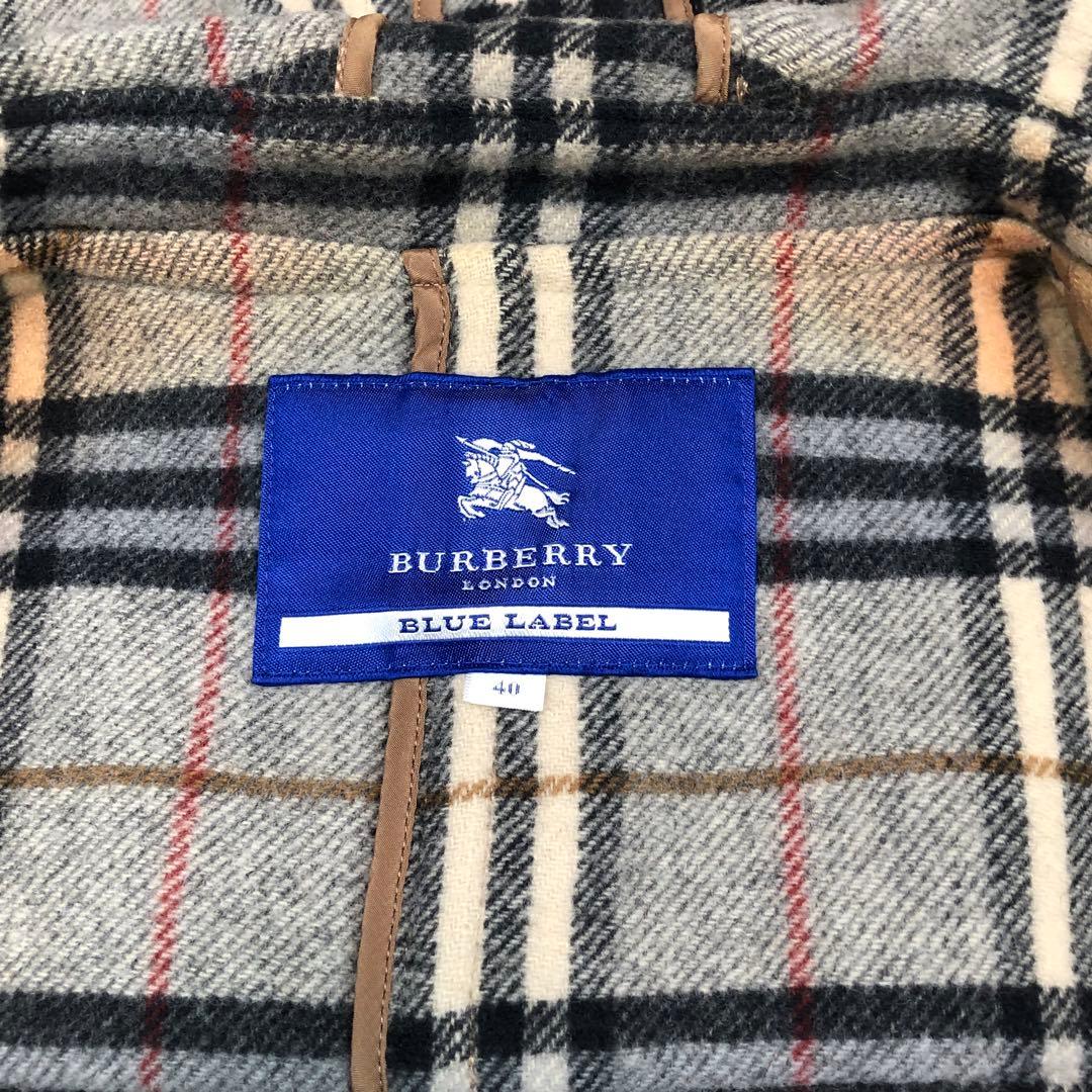 バーバリーブルーレーベル ダッフルコート ノバチェック ベージュ Lサイズ位
