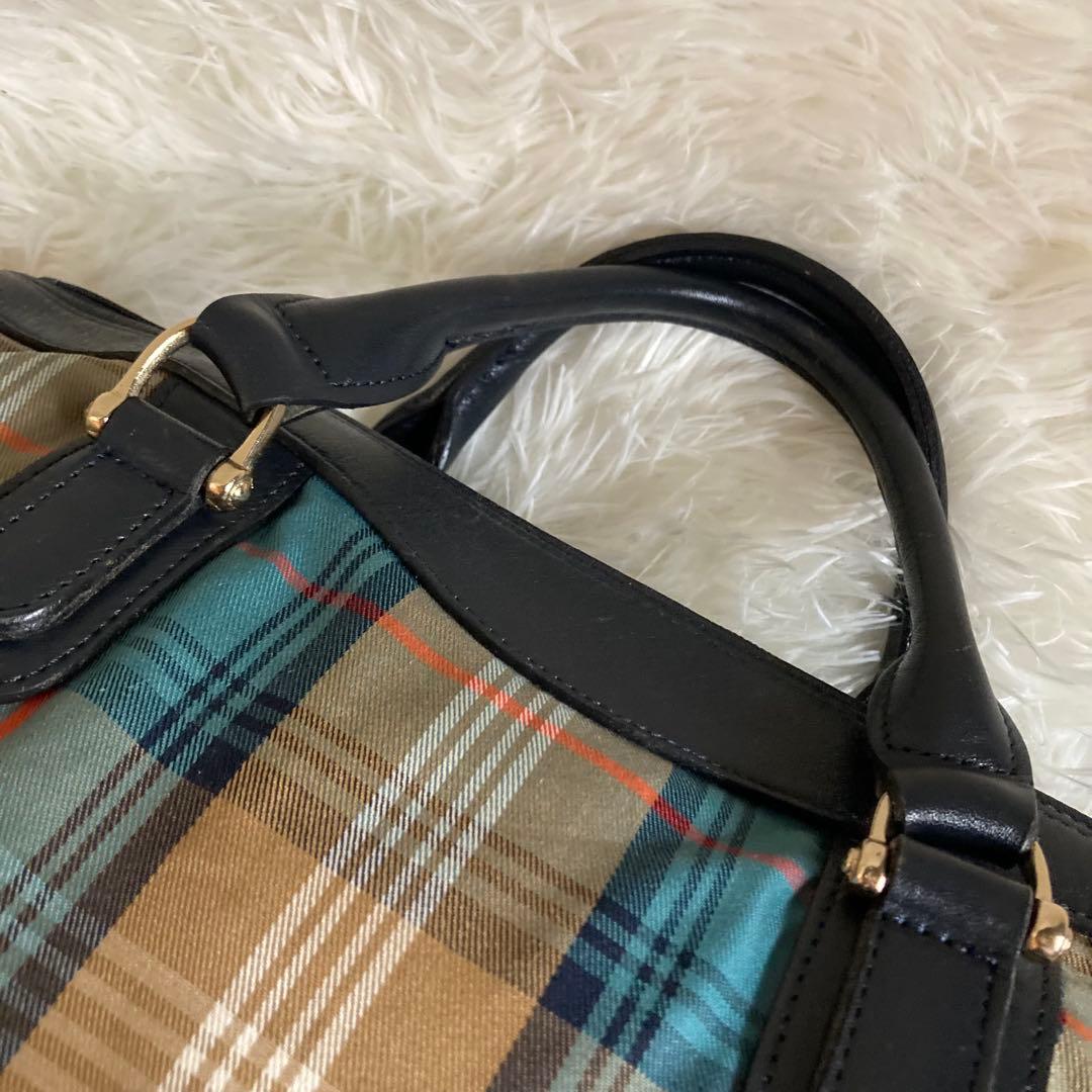 ☆B☆【希少色】BURBERRYミニボストンバッグ ノバチェックキャンバス