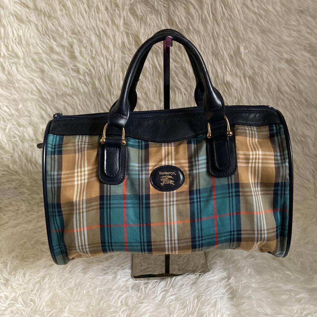 ☆B☆【希少色】BURBERRYミニボストンバッグ ノバチェックキャンバス