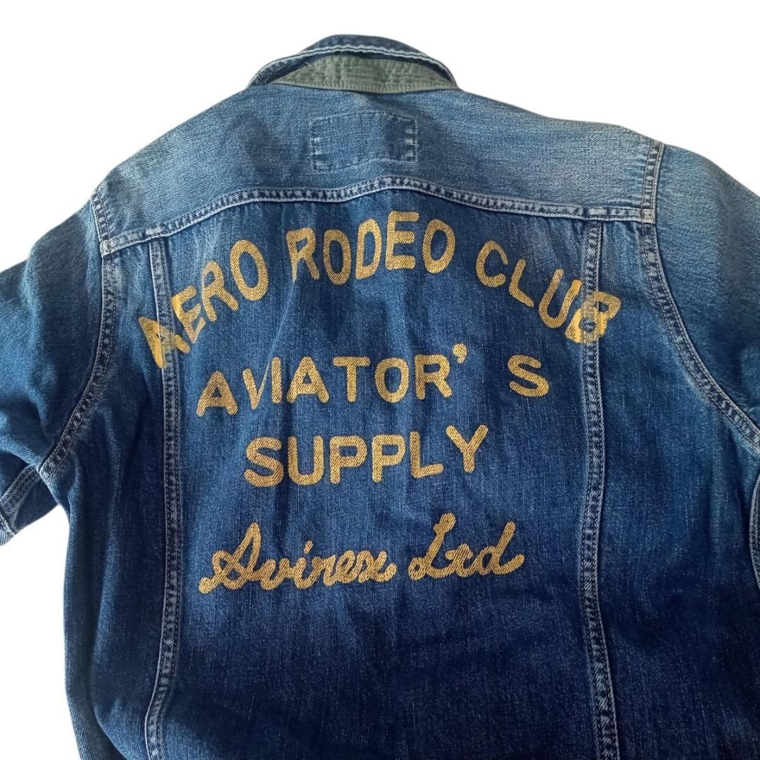 良品 AVIREX アヴィレックス 半袖 デニム オールインワン つなぎ M