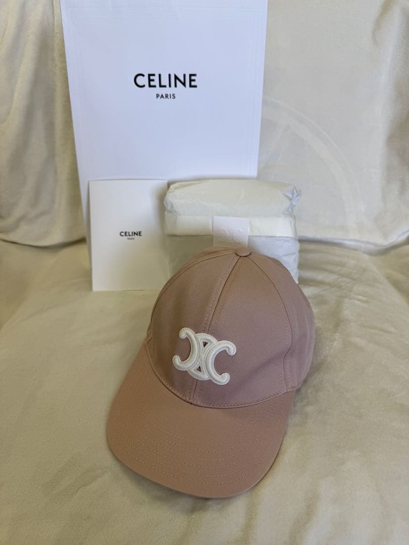 CELINE ピンク　ロゴキャップ　Ｌサイズ