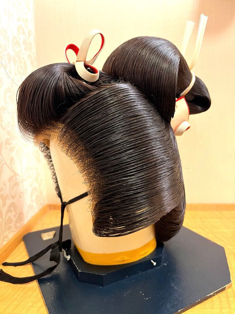 【人毛 日本髪かつら 中サイズ】花嫁和装 婚礼 舞踊 練習用 軽量 平成期