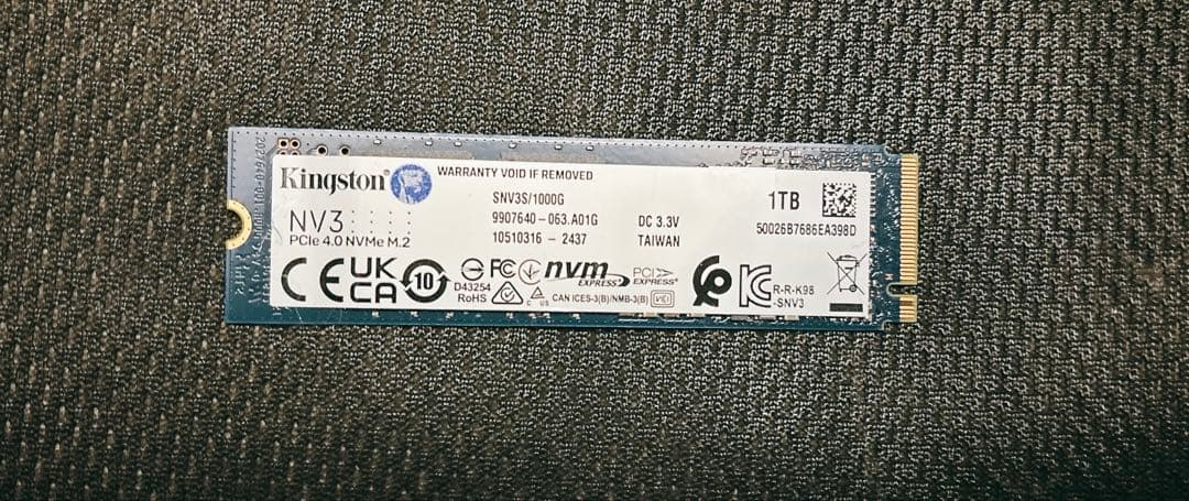 [動作確認済み]kingston M.2 NV3 1TB