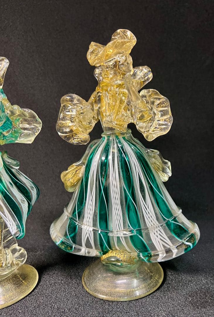 ベネチアン　ムラーノガラス　男女ペアー人形　置物