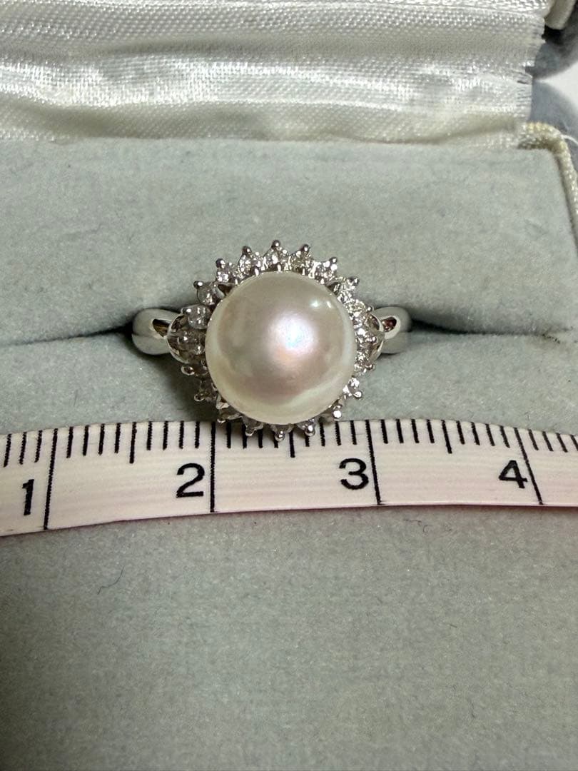 ジュエリーツツミ プラチナダイヤ淡水パールリング10号