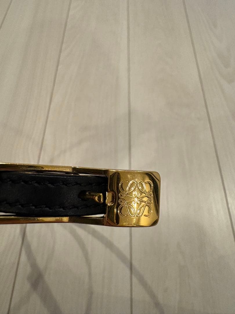 LOEWE ロエベ　アマソナパッドロックベルト　スムースカーフ　ブラックゴールド