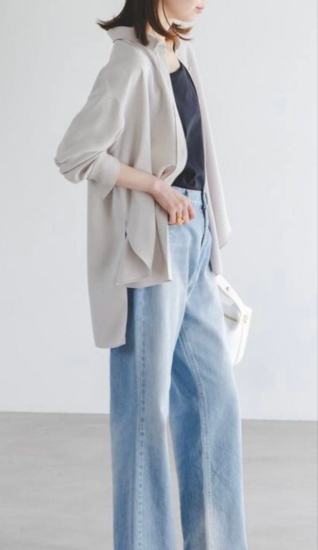 NOBLE シーズンカラープレーンシャツ　ベージュ　ノーブル