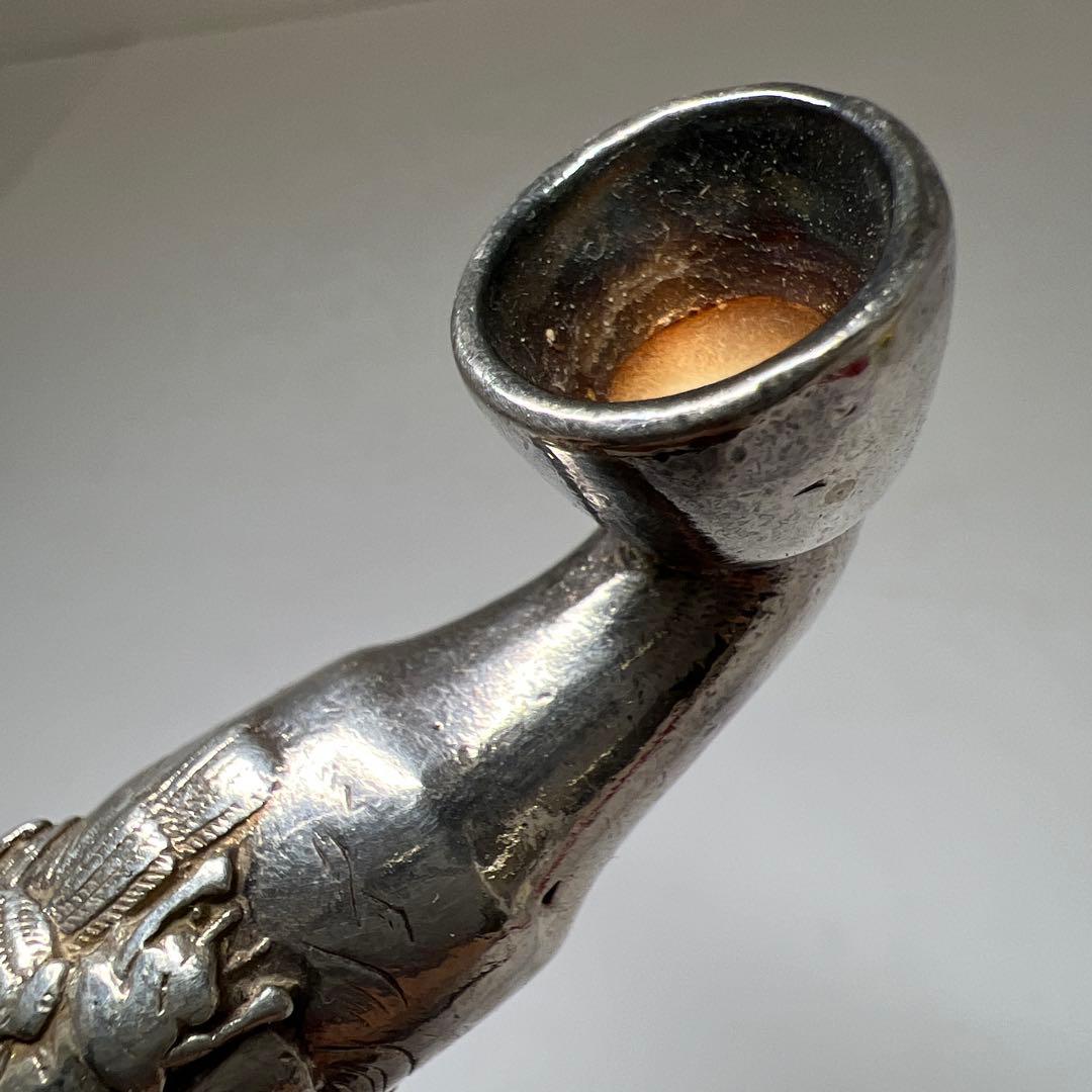 銀刻印　松流軒政輝　大キセル　163g 東Y8-0204☆2F