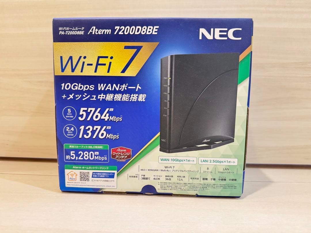 NEC PA-7200D8BE 無線LANルータ Aterm wi-fi 7対応